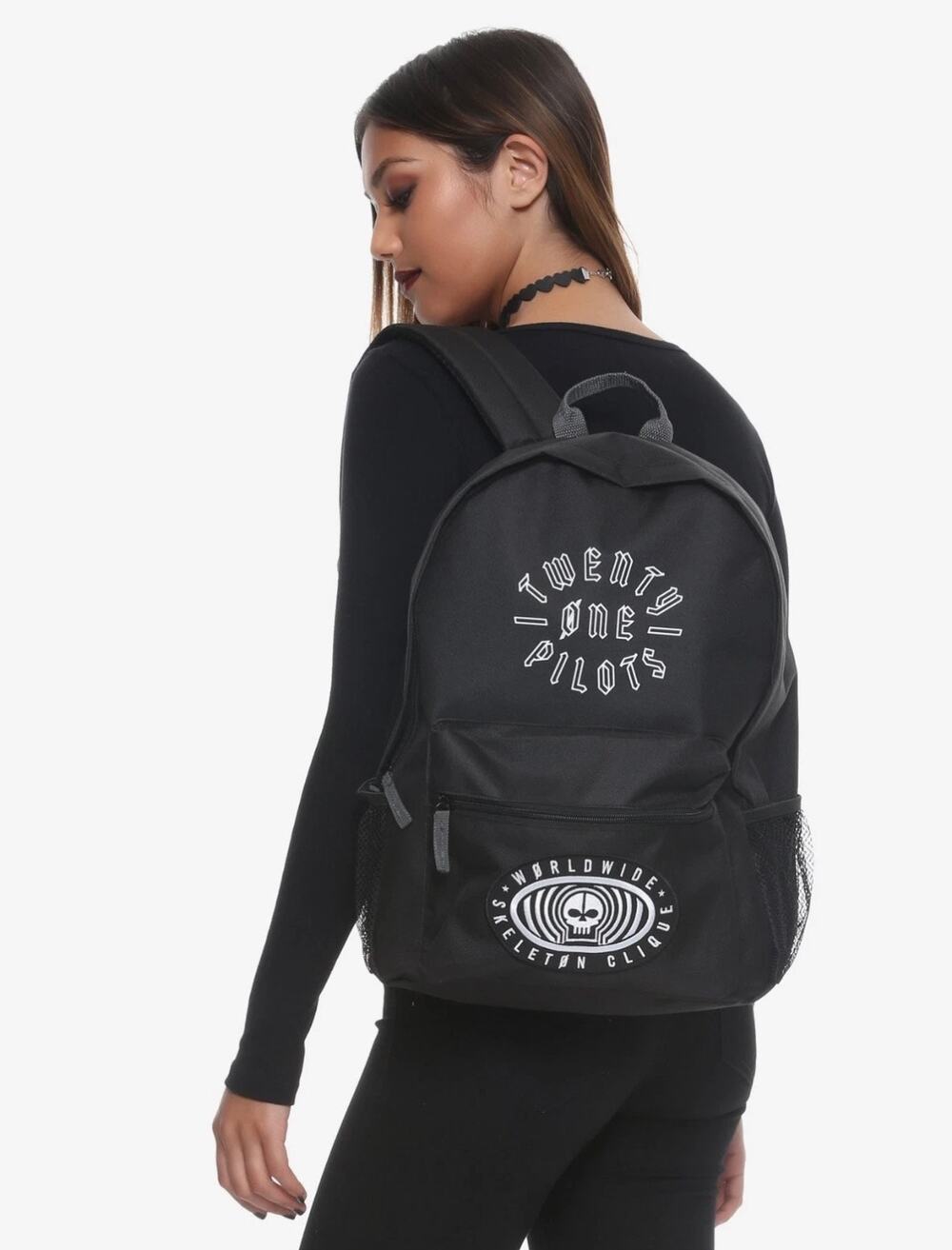 Hot Topic Twenty One Pilots Skeleton Clique Backpack Black Book Bag EUC